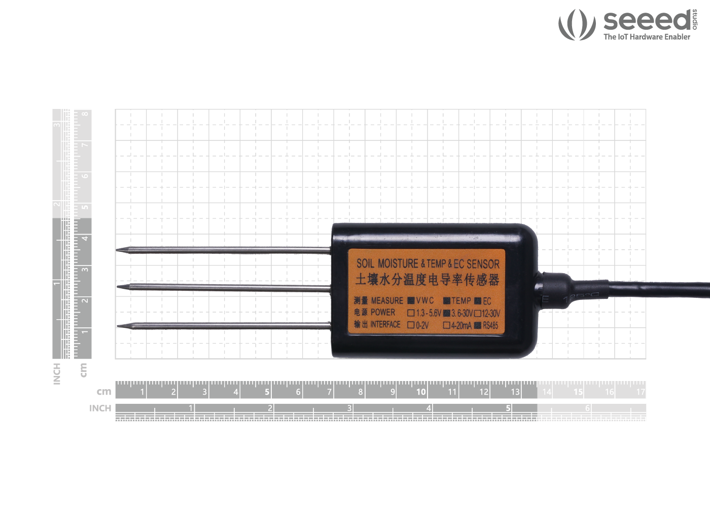 Industrial Soil Moisture & Temperature & EC Sensor MODBUS-RTU RS485 (S-Soil MTEC-02B), with waterproof aviation connector connected hardware additional product view