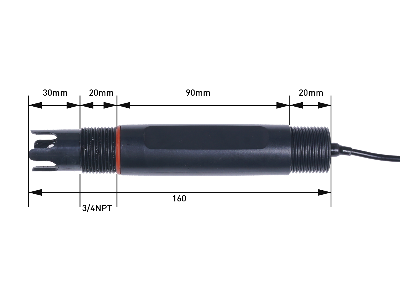 Industrial pH Sensor MODBUS-RTU RS485 & 0-2V Analog Voltage (S-pH-01B), with waterproof aviation connector connected hardware additional product view