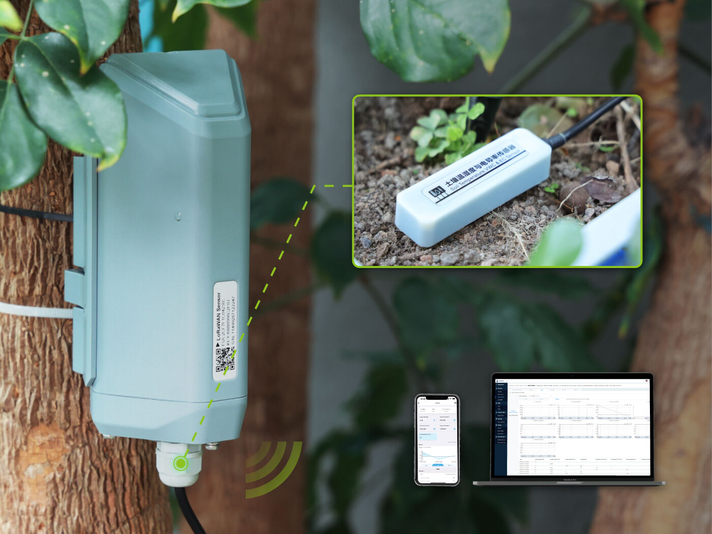 SenseCAP S2108 Soil Moisture, Temperature and Pore EC Sensor connected hardware additional product view