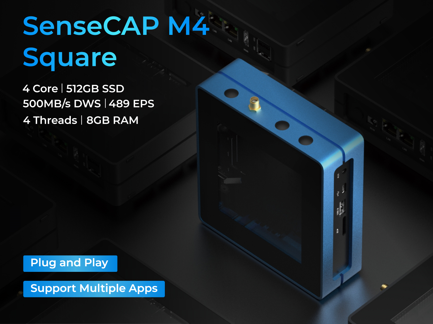 SenseCAP M4 Square – FluxNode & MystNodes connected hardware additional product view