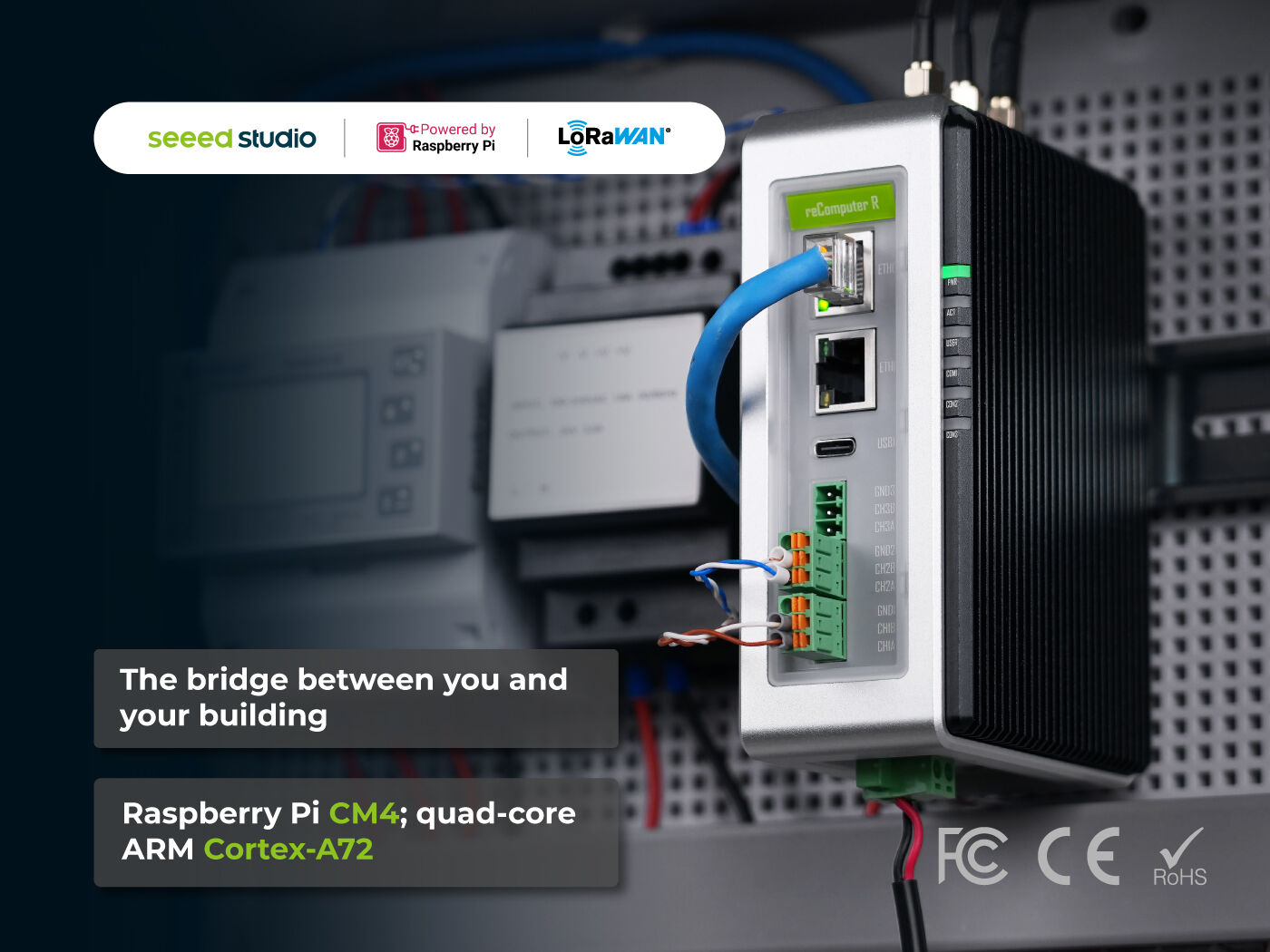reComputer R1225 LoRaWAN Gateway & Industrial Controller (US915), CM4-Powered | 4GB RAM, 32GB eMMC connected hardware additional product view
